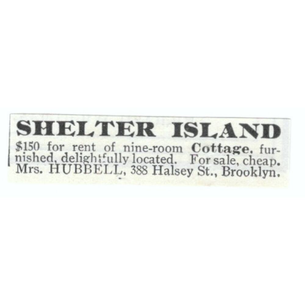 Shelter Island Cottage Mrs. Hubbell Brooklyn 1903 Magazine Ad AF7-SS2